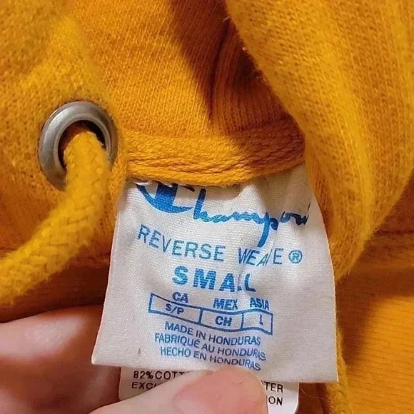 Champion Reverse Weave Vintage Yellow Hoodie Size Small - Picture 2 of 9